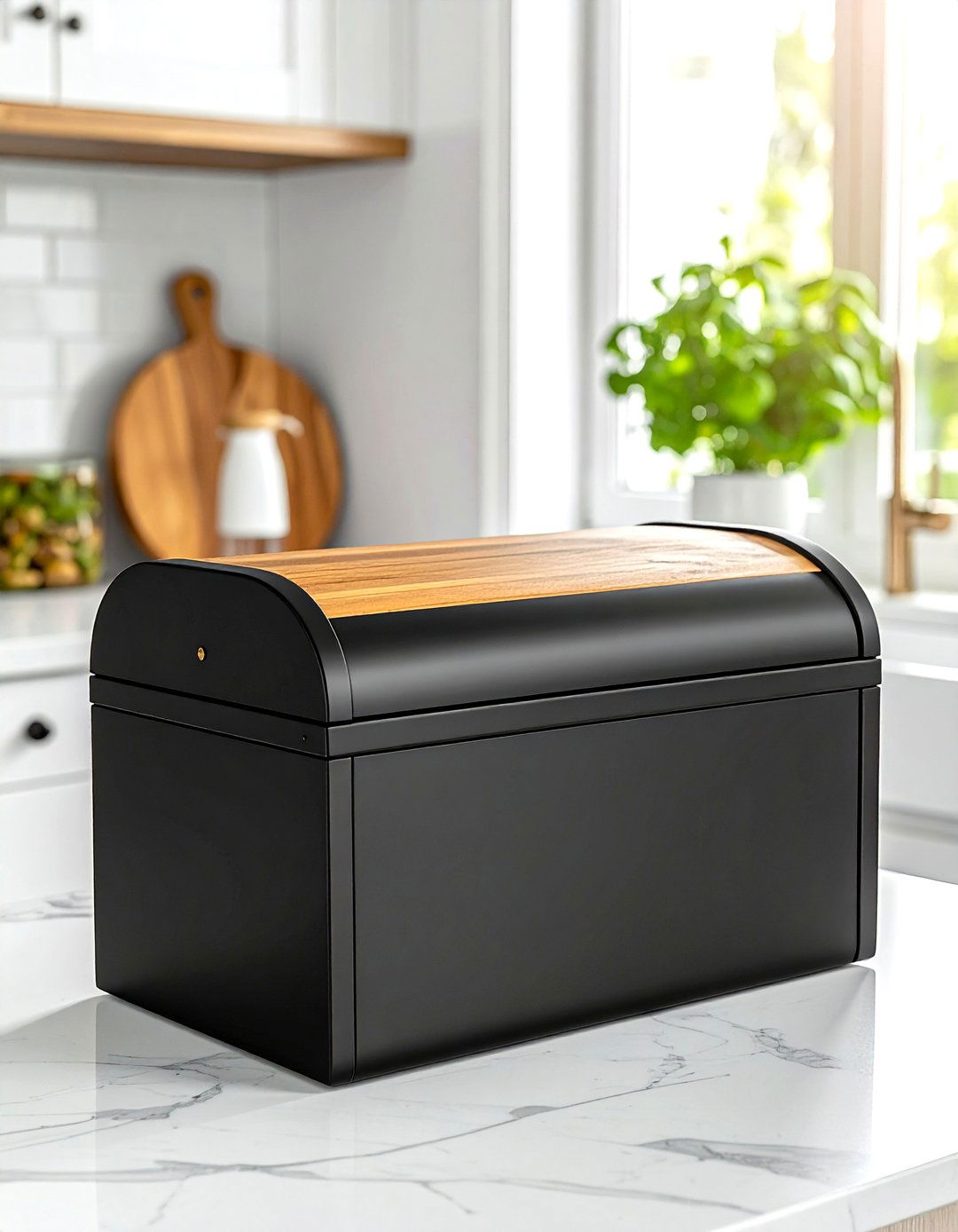 Black Bread Box - 30 black kitchen accessories ideas