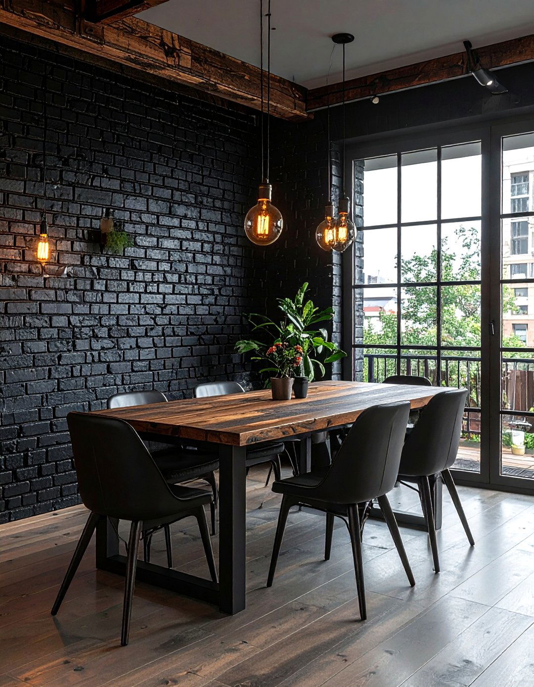 Black Brick Dining Room - 30 black dining room ideas