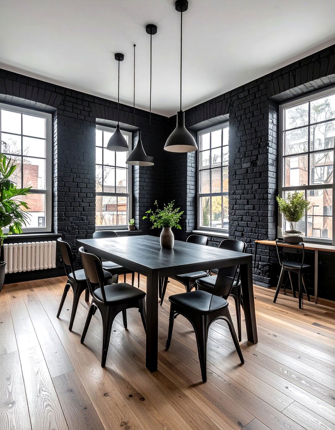 Black Brick Dining Room - 30 black dining room design ideas