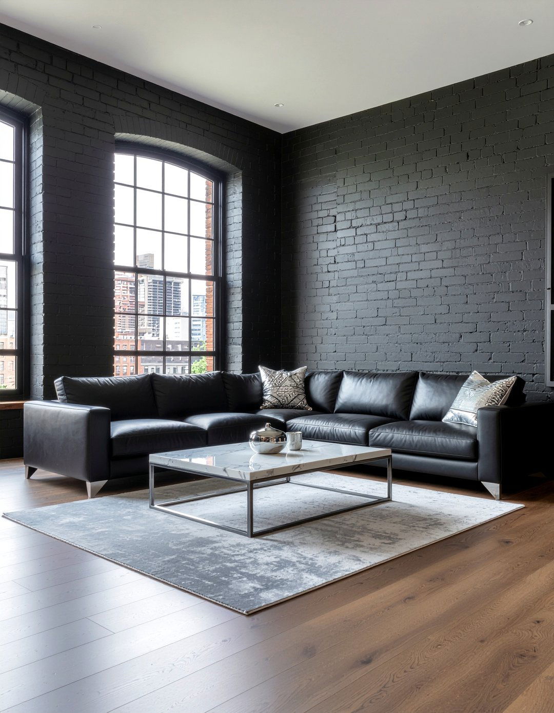 Black Brick Living Room - 30 living room brick wall ideas