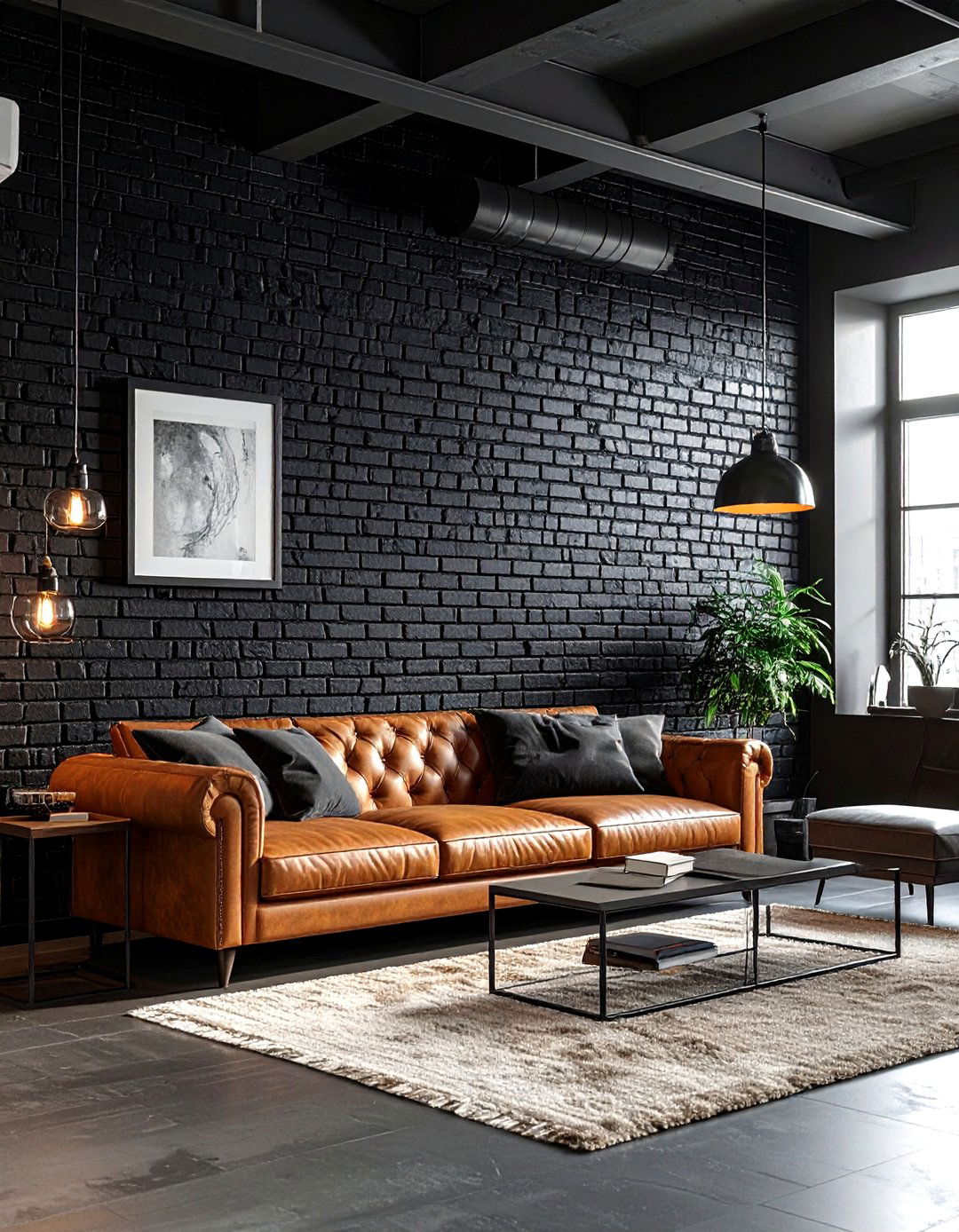 Black Brick Living Room - 30 living room black walls