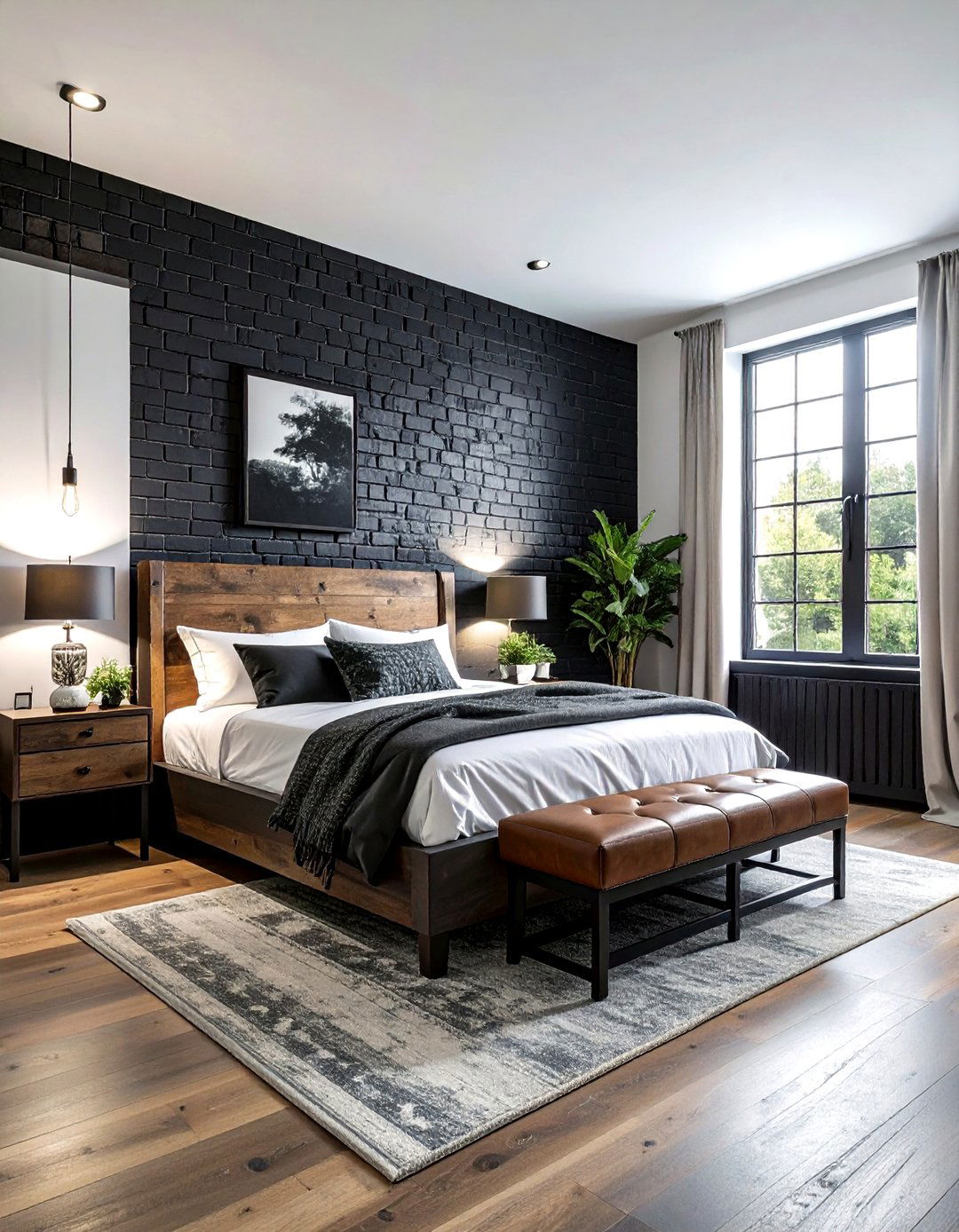Black Brick Wall Bedroom - 30 rustic black bedroom ideas