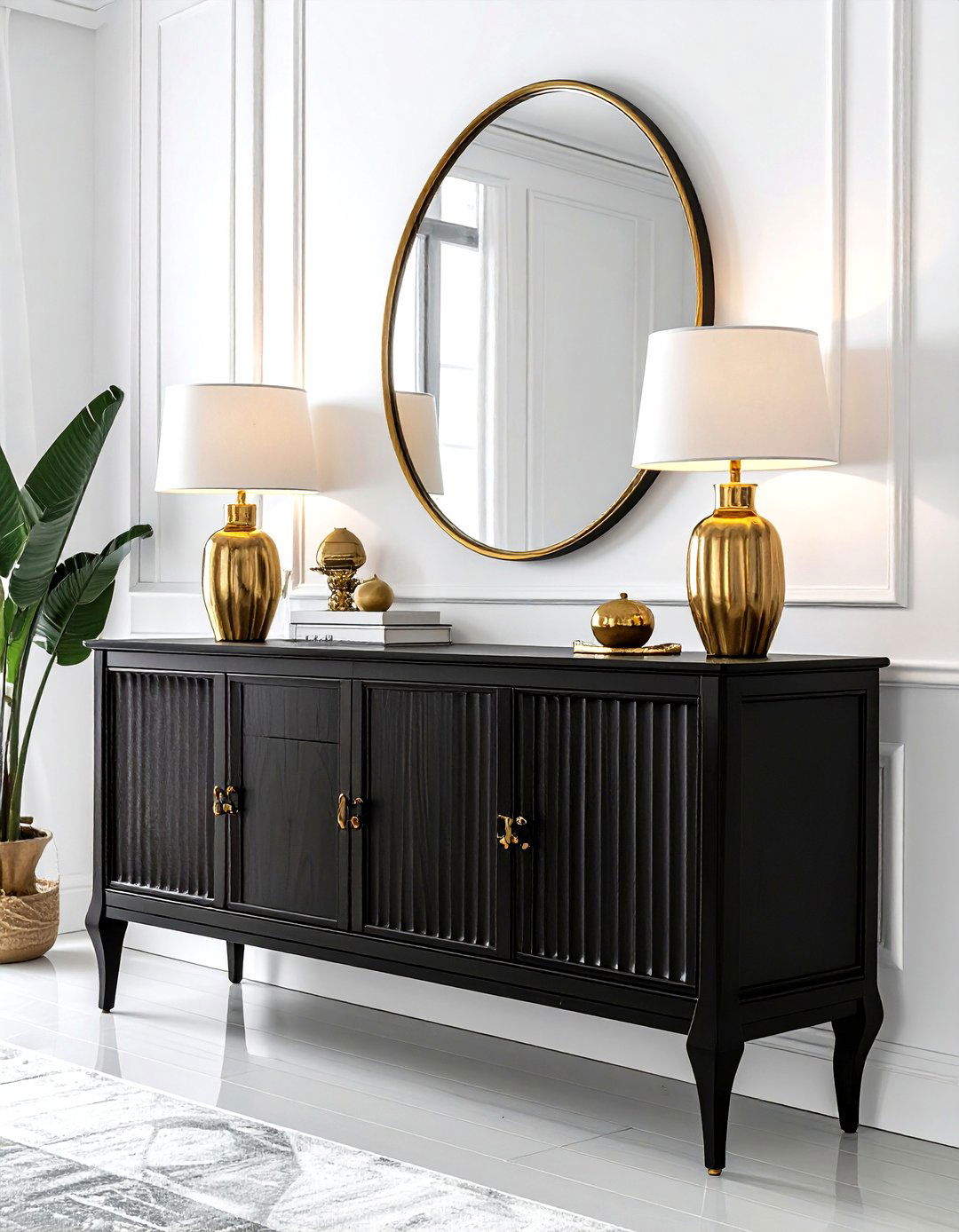 Black Buffet Sideboard - 30 black accent dining room ideas