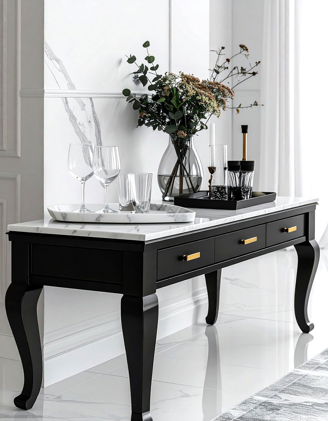 Black Buffet Table - 30 dining room buffet ideas