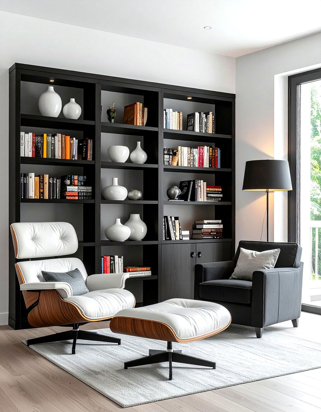 Black Built In Bookshelf - 30 contemporary black living room ideas