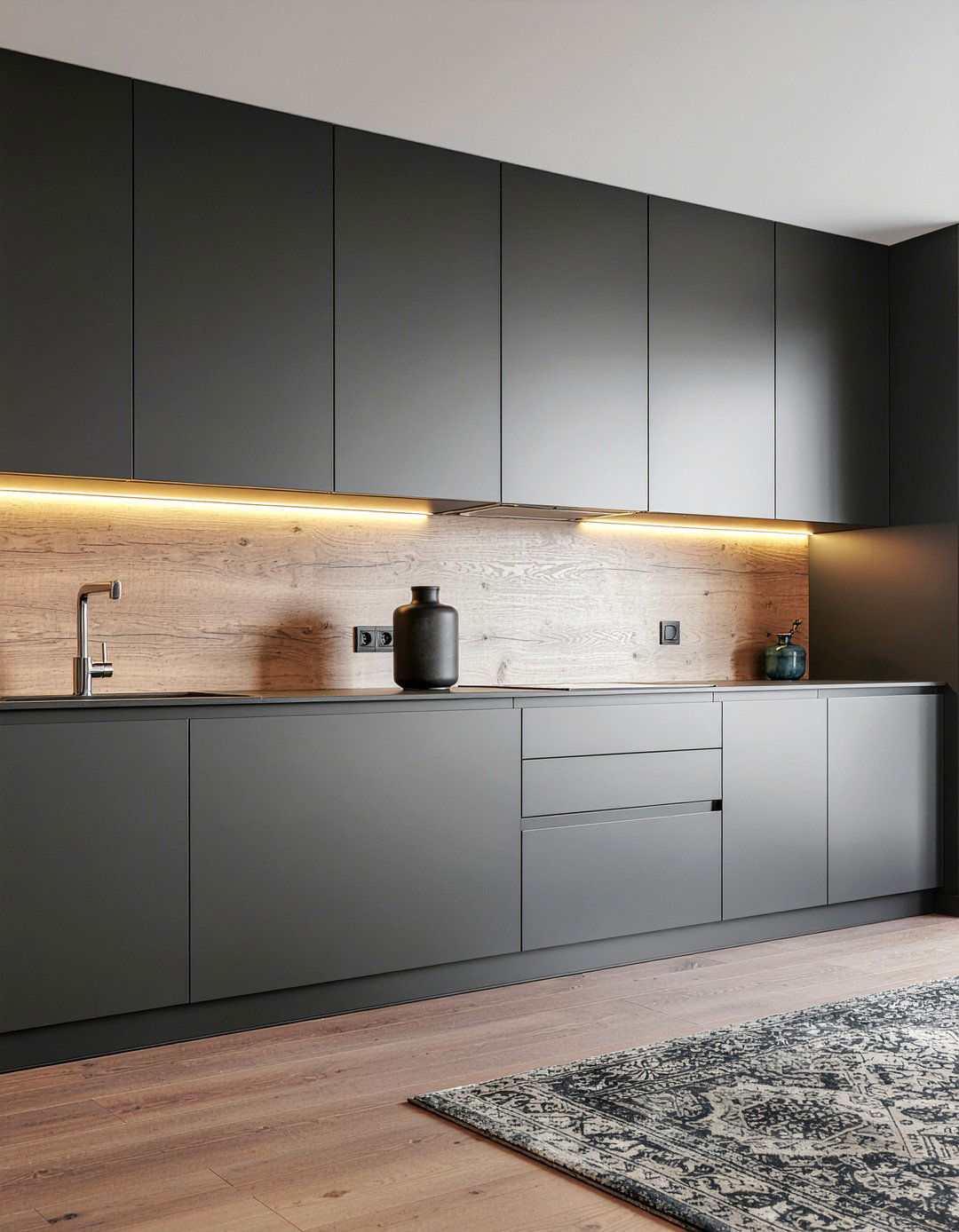 Black Built In Cabinets - 30 all black living room ideas