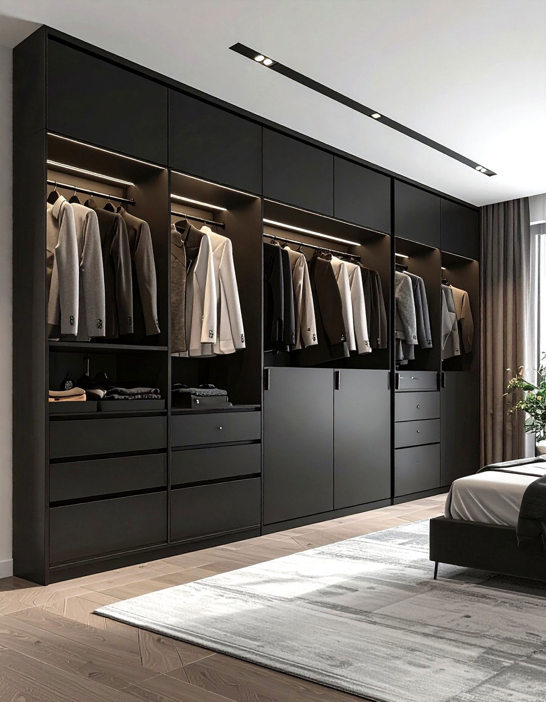 Black Built In Wardrobe - 30 modern black bedroom ideas