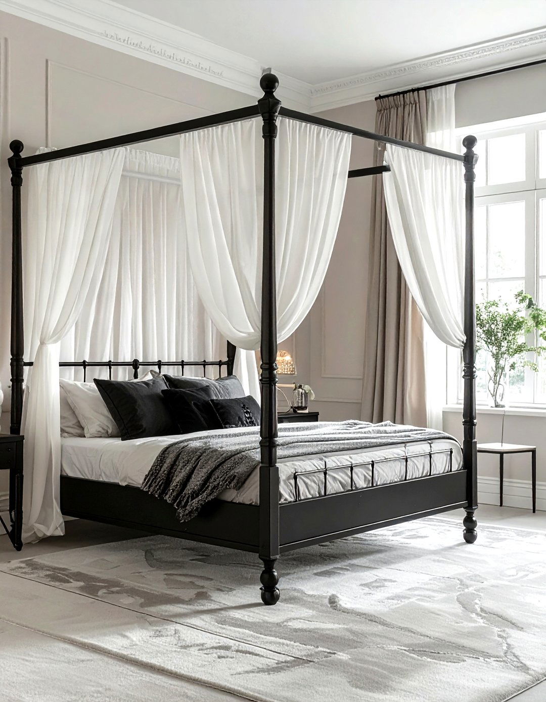 Black Canopy Bed - 30 dark black bedroom ideas