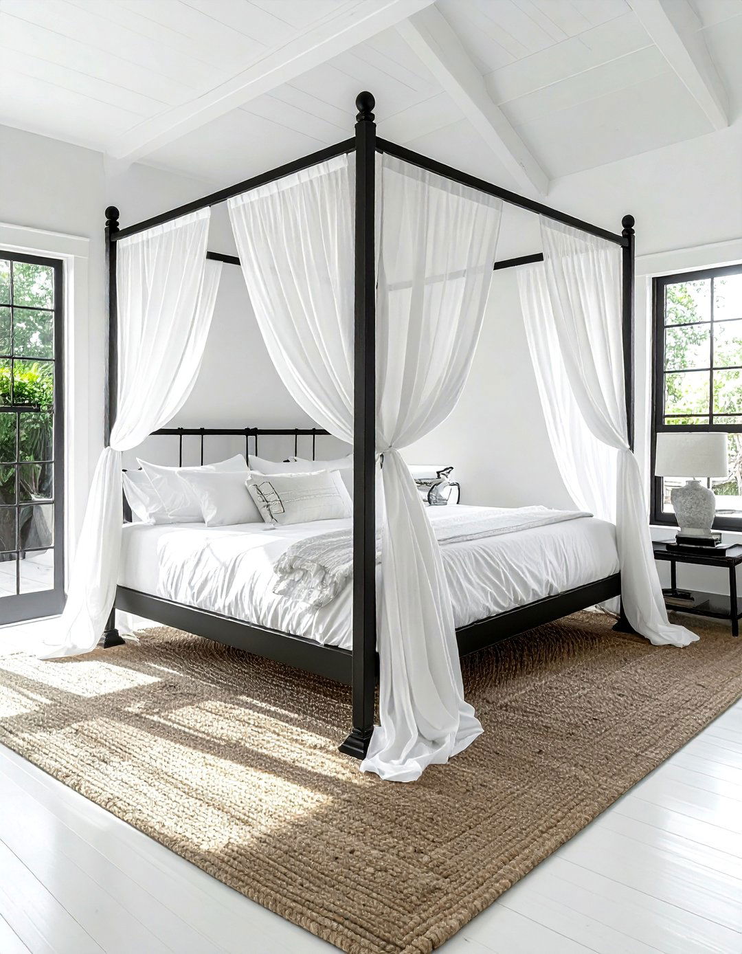 Black Canopy Coastal Sanctuary - 30 coastal black bedroom ideas