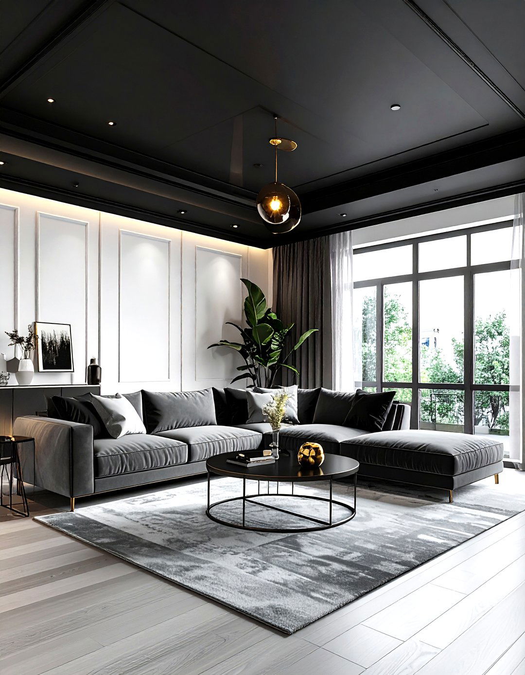 Black Ceiling - 30 living room ceiling design ideas