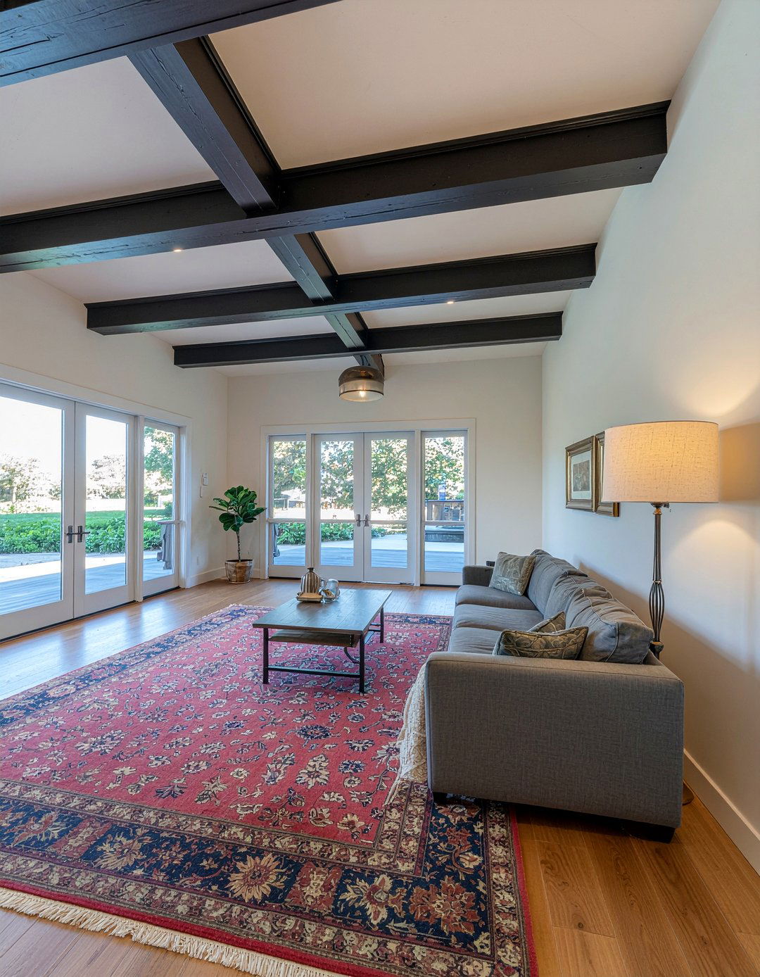 Black Ceiling Beams - 30 all black living room ideas