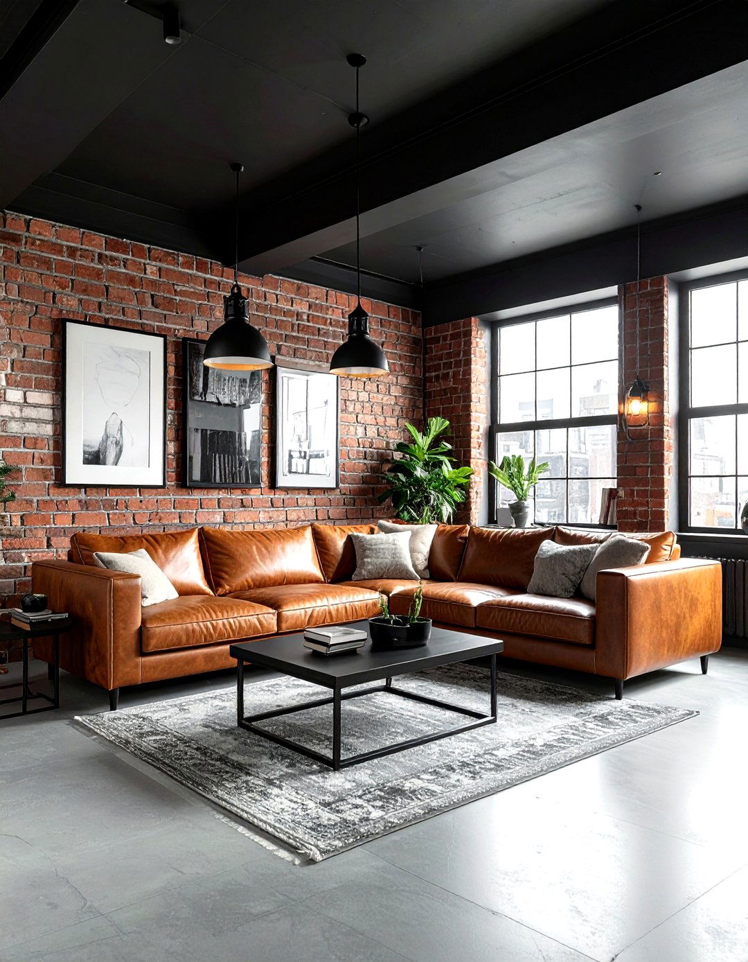 Black Ceiling Brick Wall Living Room - 30 living room black ceiling ideas