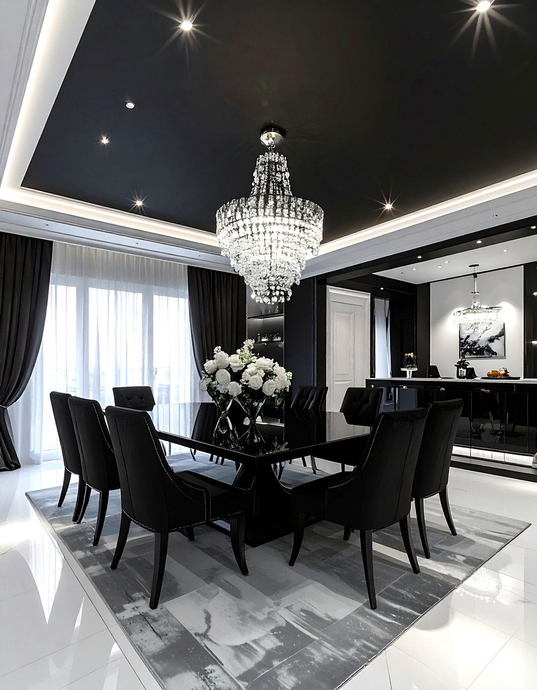 Black Ceiling Dining Room - 30 black accent dining room ideas