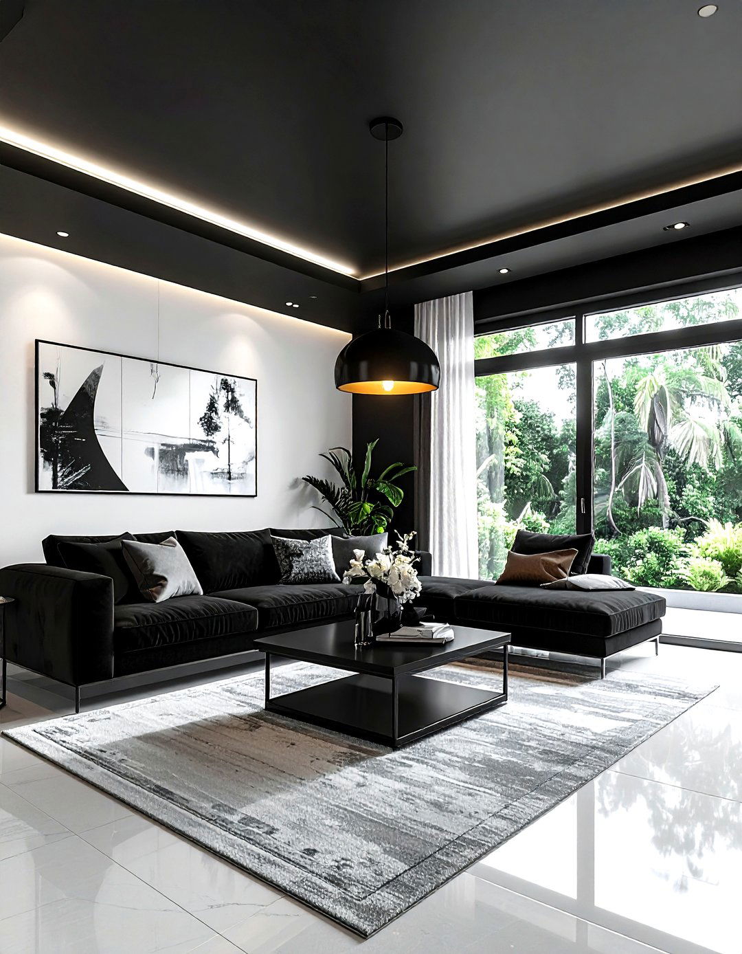 Black Ceiling Paint - 30 dark black living room ideas