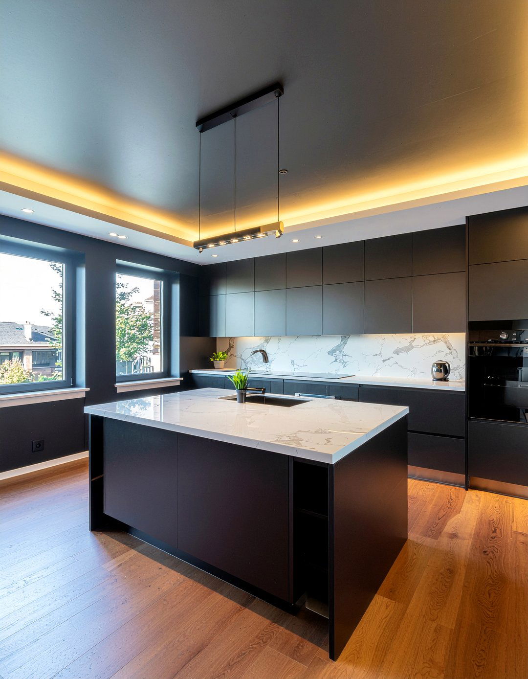 Black Ceiling Paint - 30 all black kitchen ideas