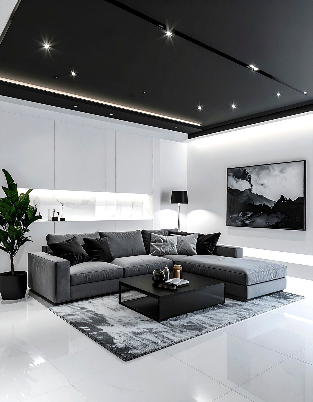 Black Ceiling Recessed Lighting Living Room - 30 living room black ceiling ideas