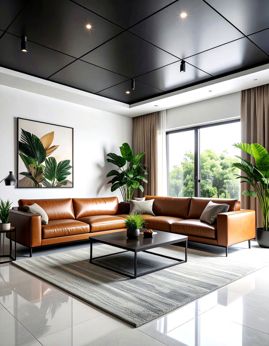 Black Ceiling Tile - 30 living room ceiling tile ideas