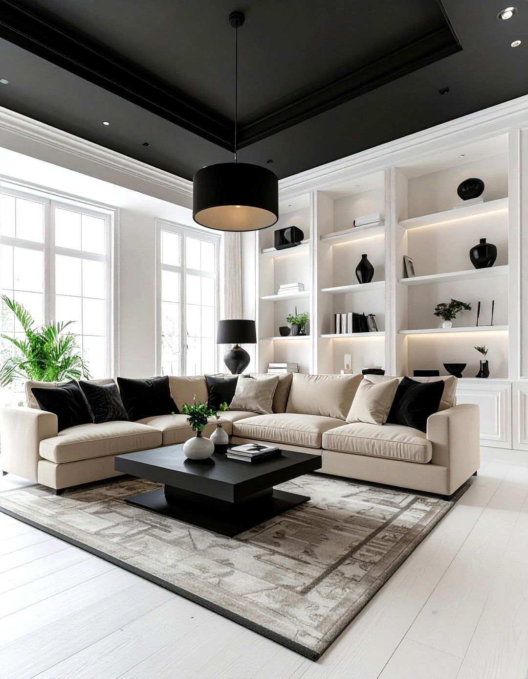 Black Ceiling Transitional Living Room - 30 living room black ceiling ideas