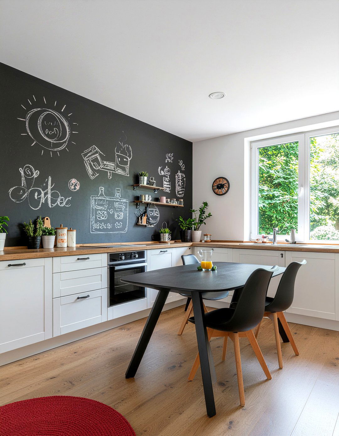 Black Chalkboard Wall - 30 all black kitchen ideas