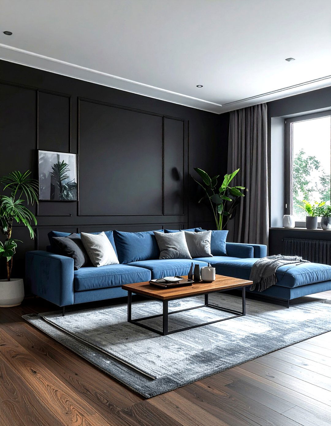 Black Charcoal Living Room - 30 living room black walls