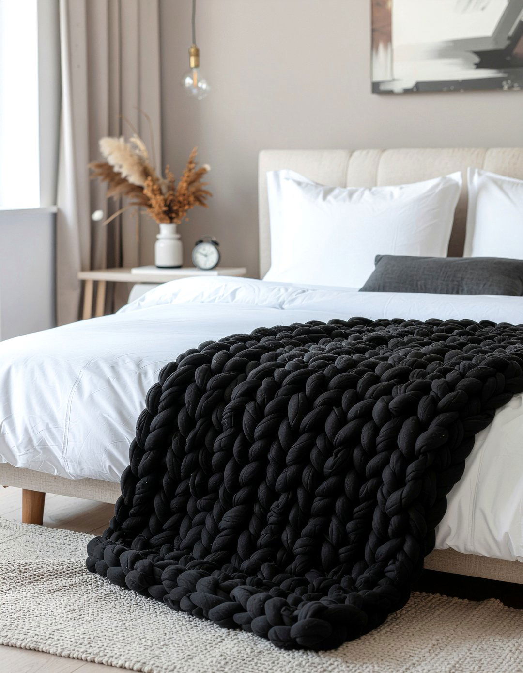 Black Chunky Knit Blanket - 30 bedroom chunky knit throws