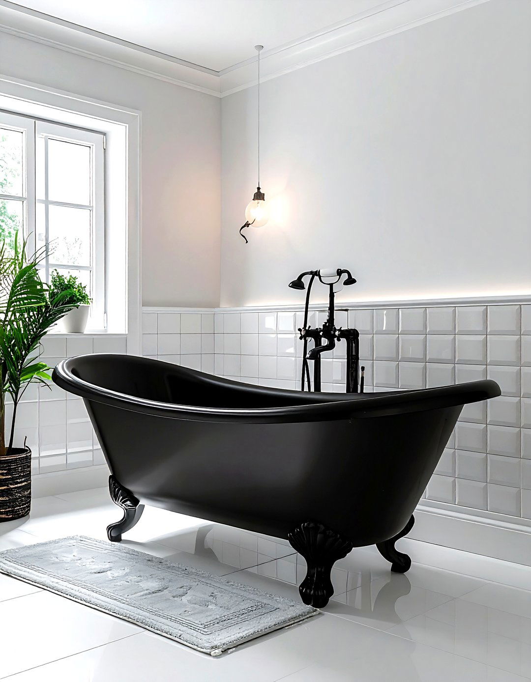 Black Clawfoot Tub White Bathroom - 30 black and white decor ideas