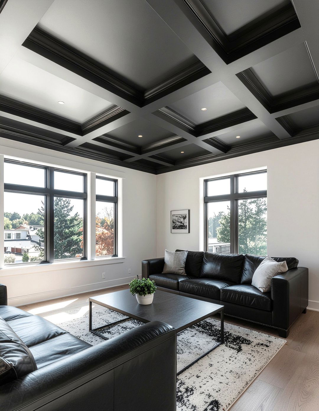 Black Coffered Ceiling - 30 living room coffered ceiling designs