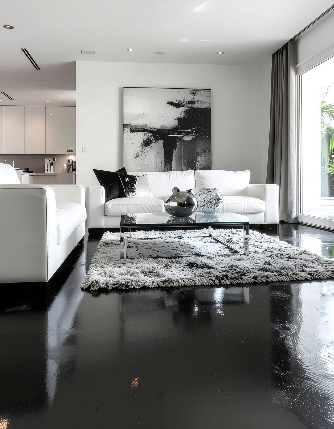 Black Concrete Floor - 30 living room concrete floors