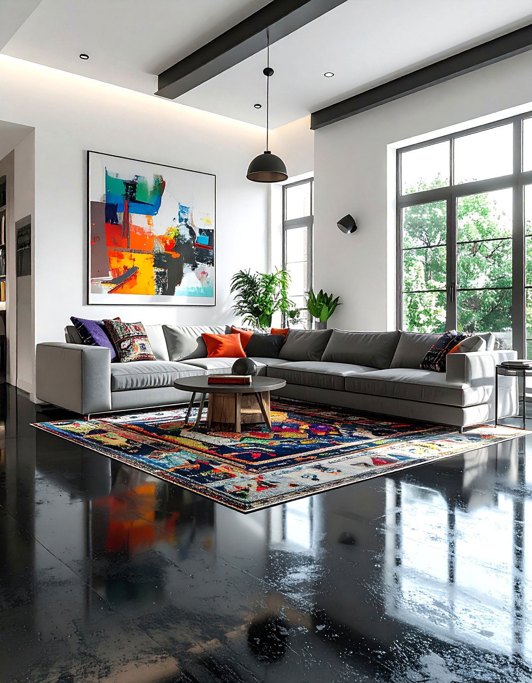 Black Concrete Floor - 30 contemporary black living room ideas