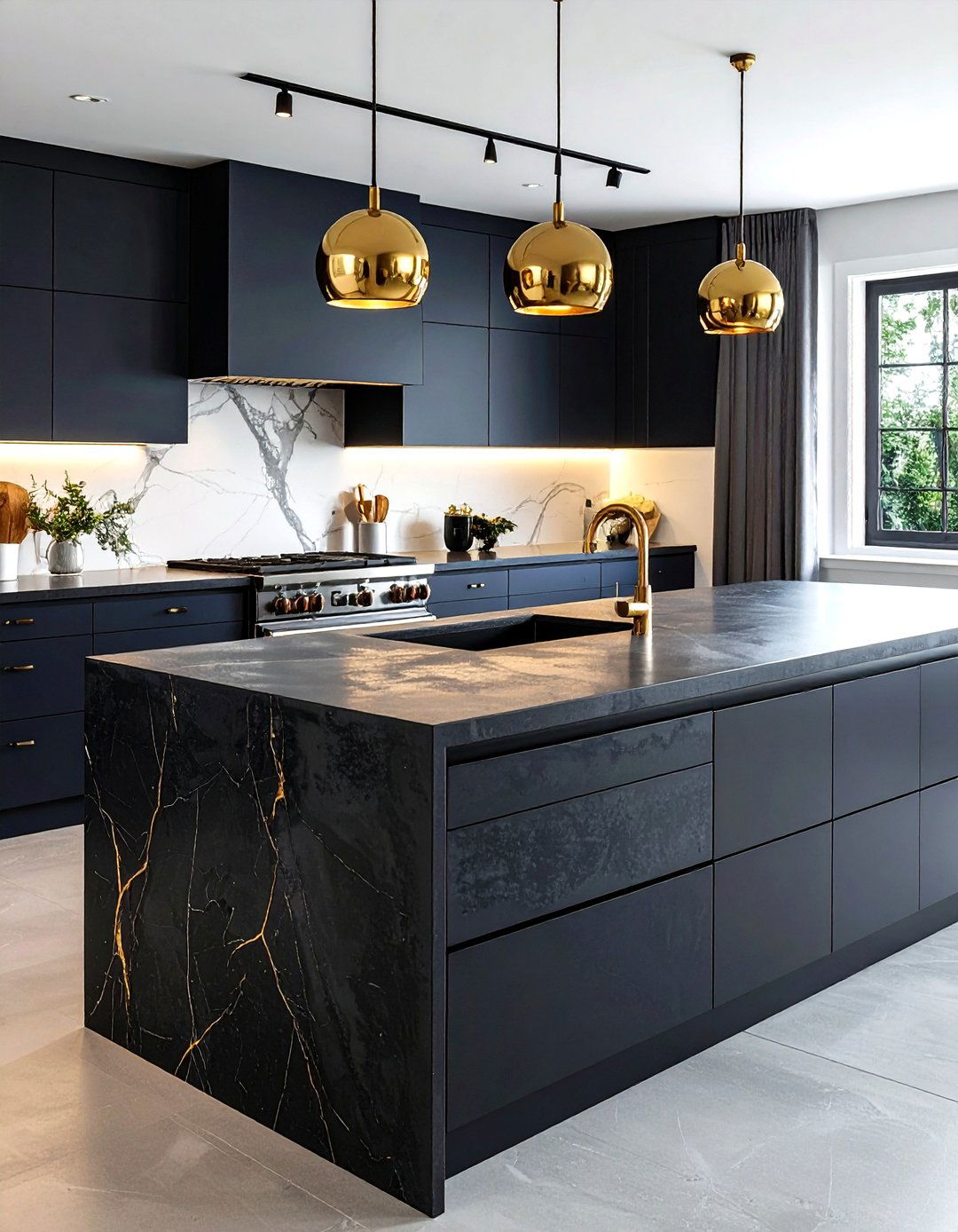 Black Concrete Kitchen Countertop - 30 concrete countertop kitchen ideas