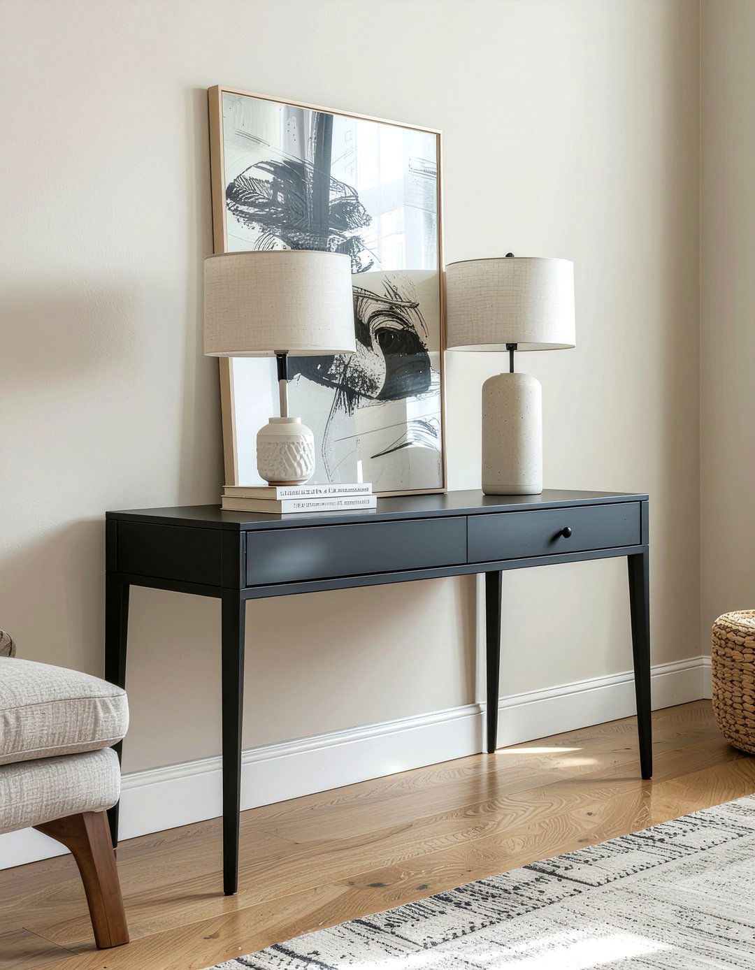 Black Console Table - 30 living room black furniture ideas
