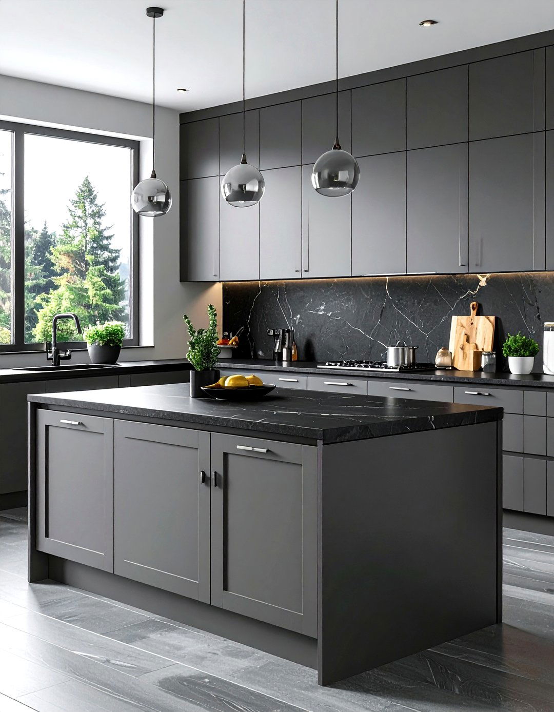 Black Countertop Gray Cabinets - 30 black countertop kitchen ideas