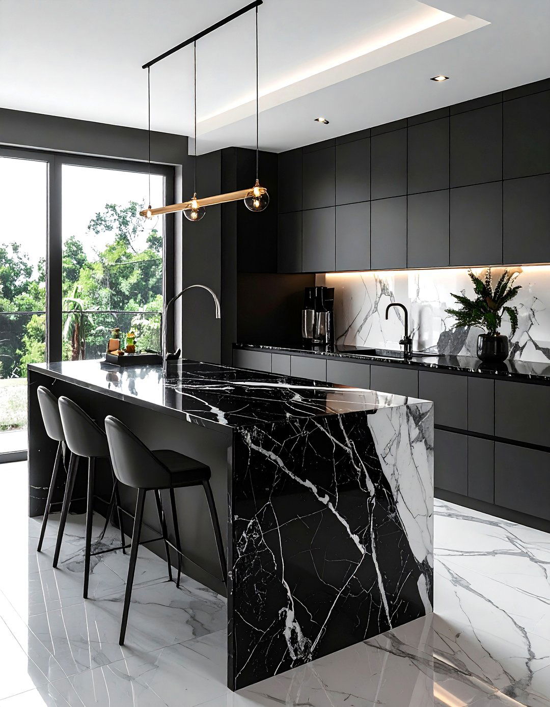 Black Countertop Marble Backsplash - 30 black countertop kitchen ideas
