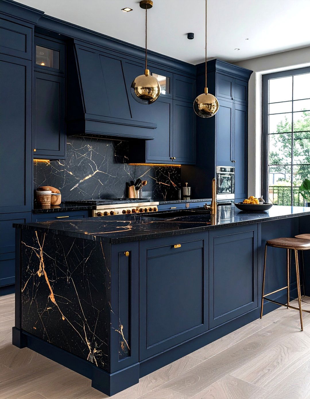 Black Countertop Navy Cabinets - 30 black countertop kitchen ideas