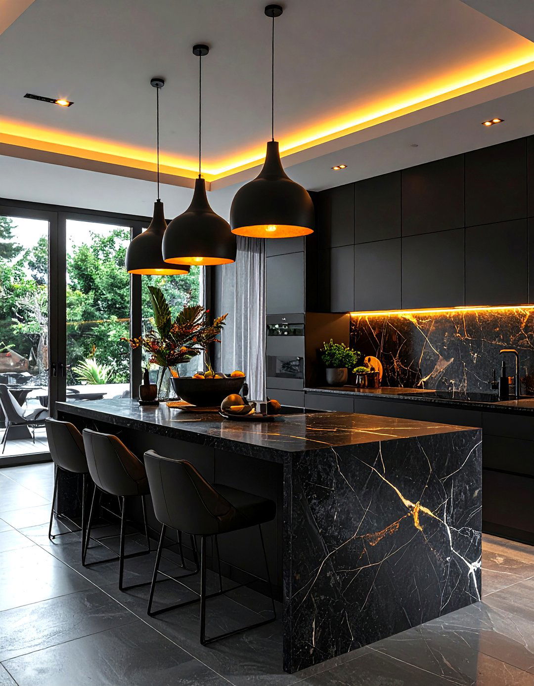 Black Countertop Pendant Lighting - 30 black countertop kitchen ideas
