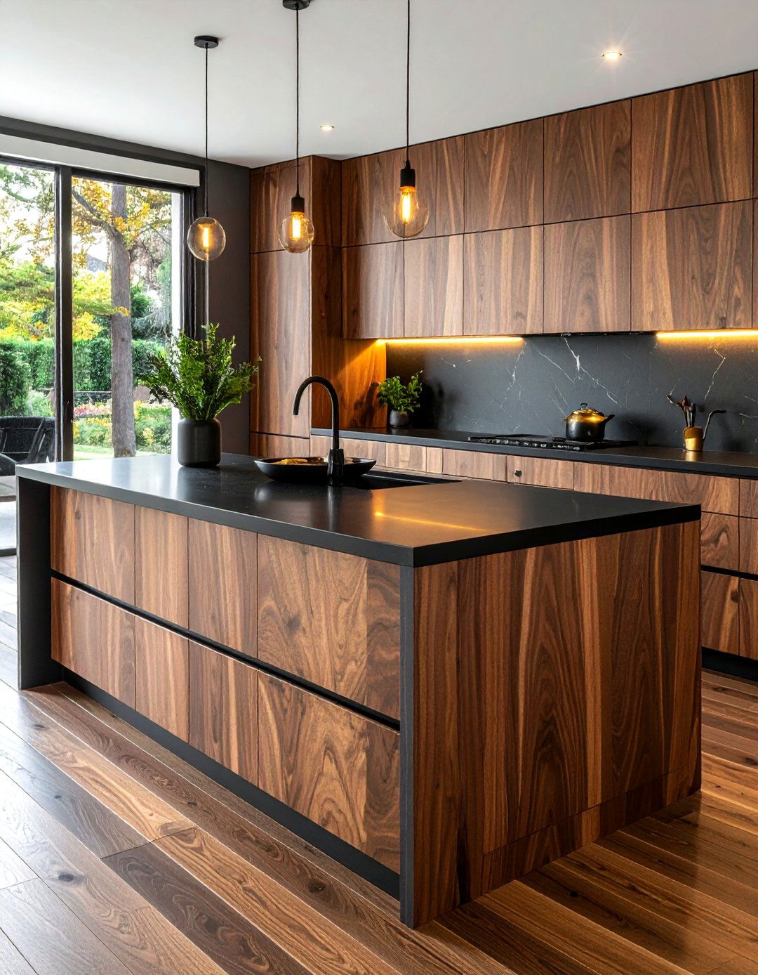 Black Countertop Walnut Cabinets - 30 black countertop kitchen ideas