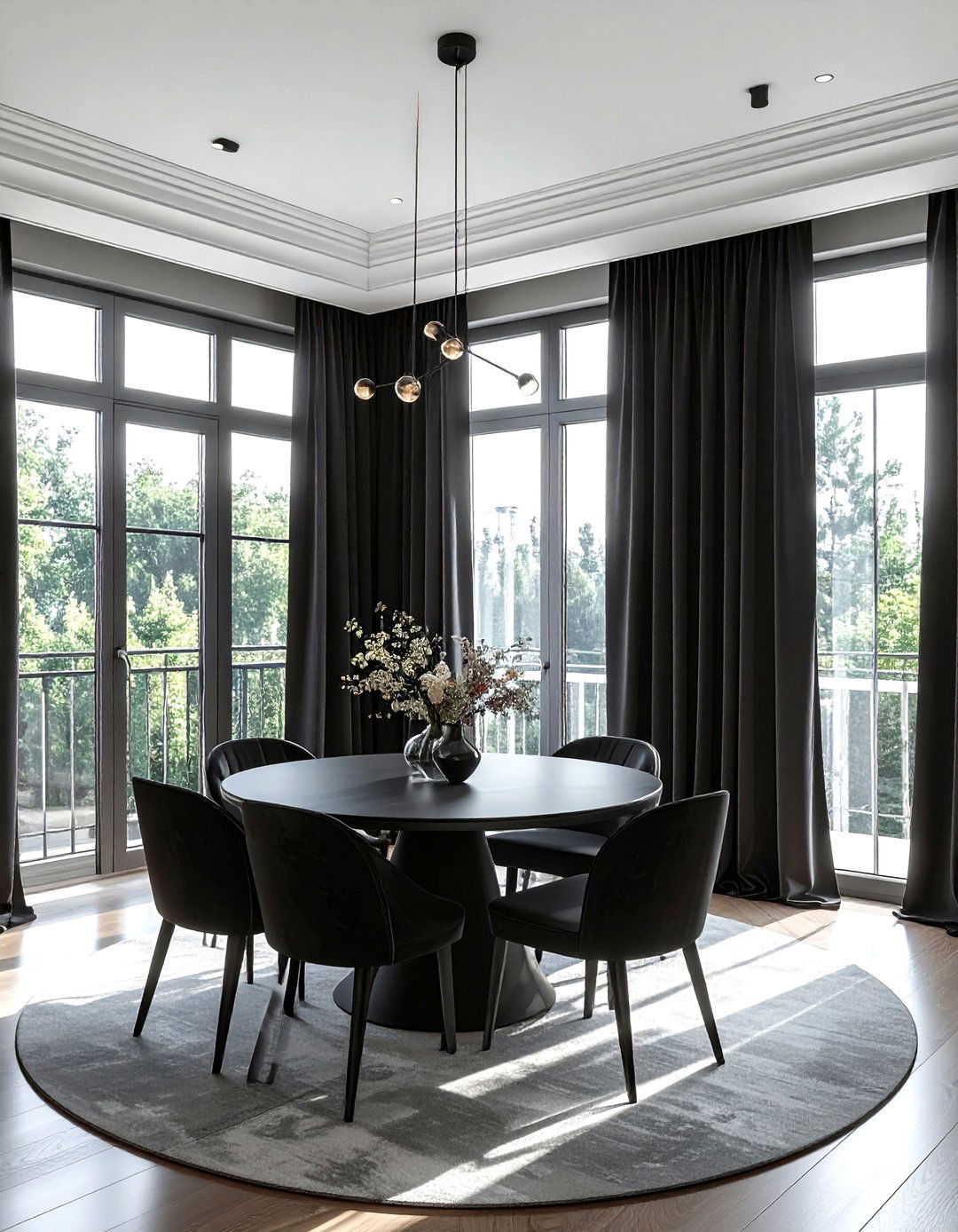 Black Curtains Dining Room - 30 black accent dining room ideas