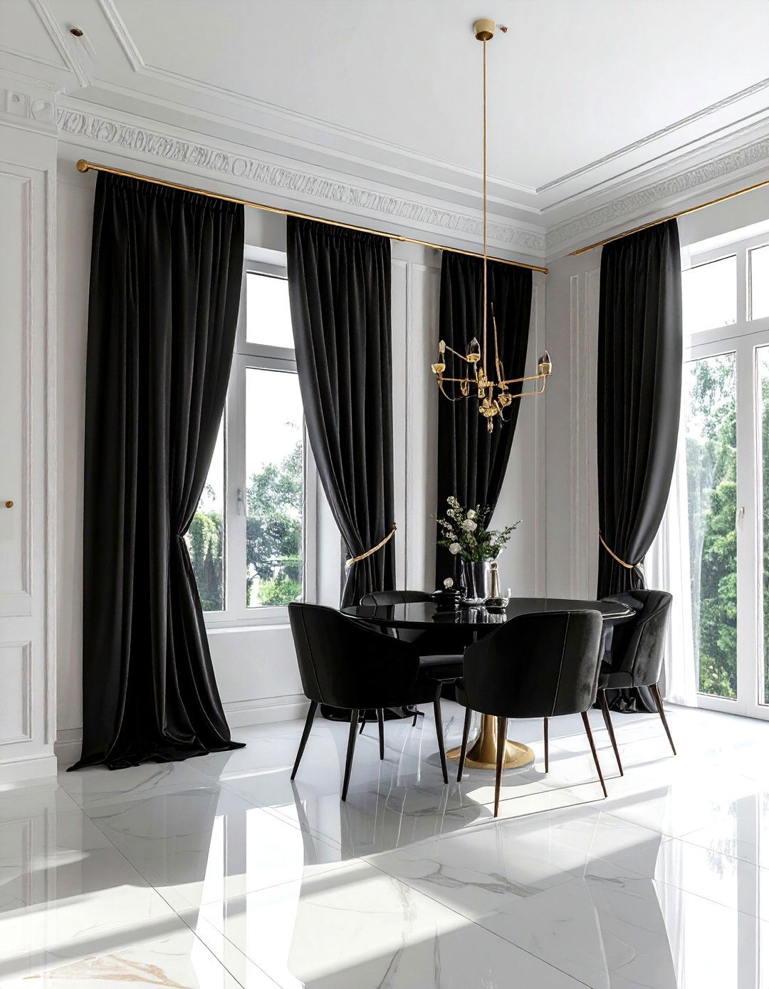 Black Curtains For Dining Room - 30 black dining room accessories ideas