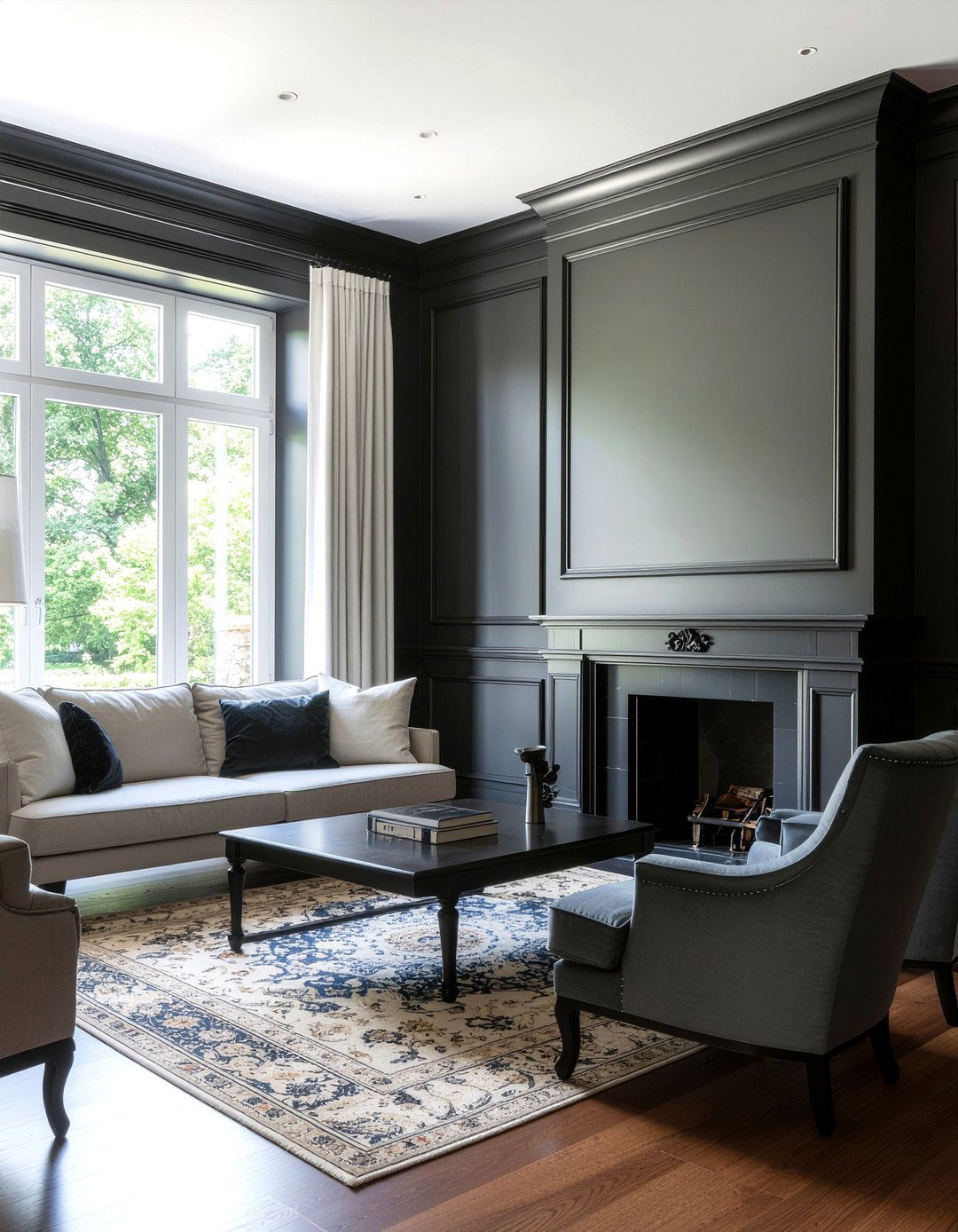 Black Decorative Molding - 30 all black living room ideas