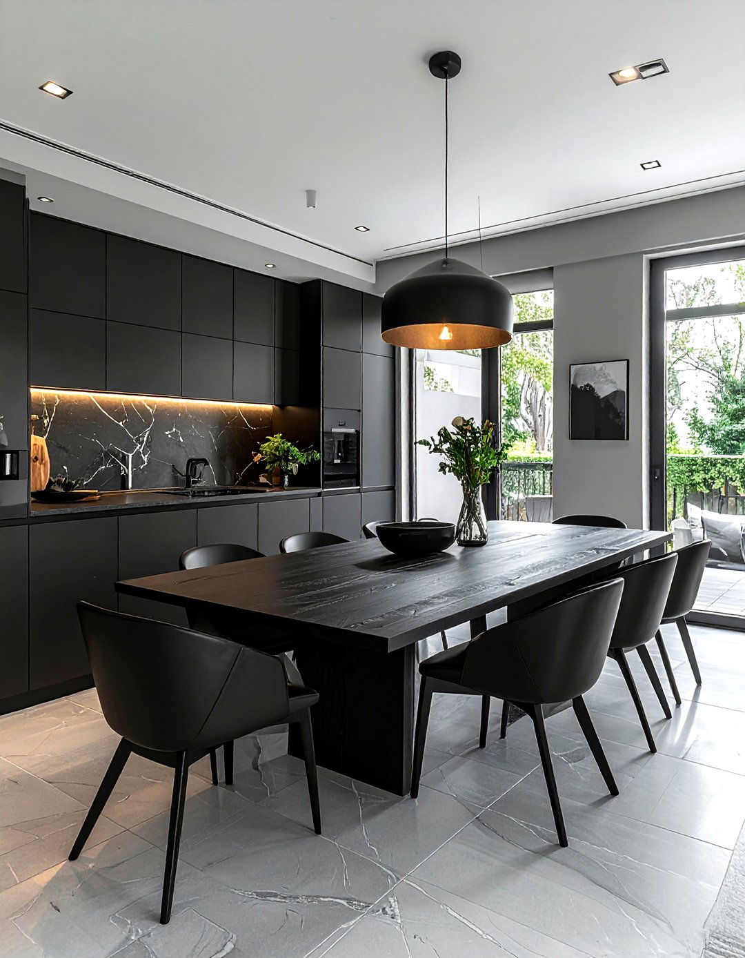 Black Dining Table - 30 black accent kitchen ideas