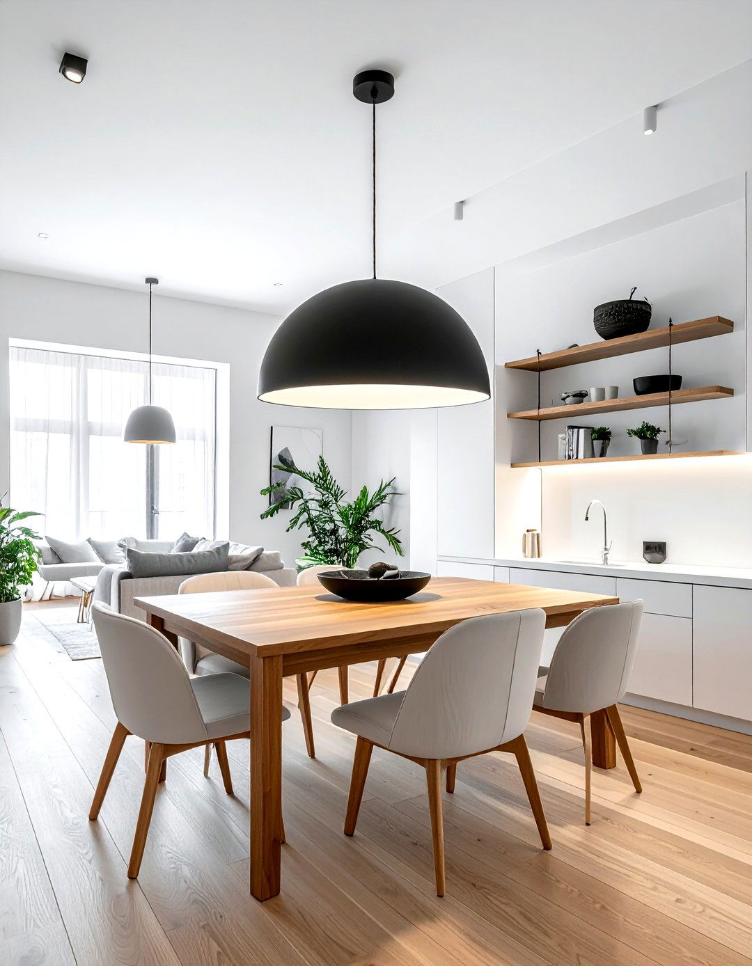 Black Dome Pendant - 30 low hanging pendant dining room ideas