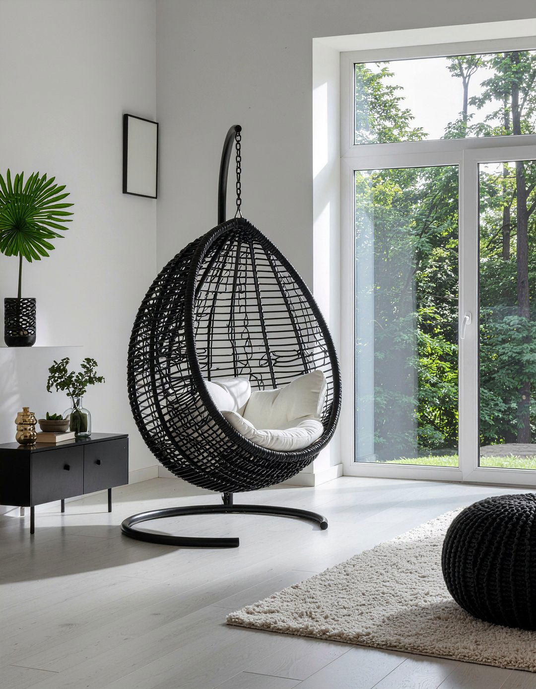Black Egg Chair - 30 living room egg chair ideas