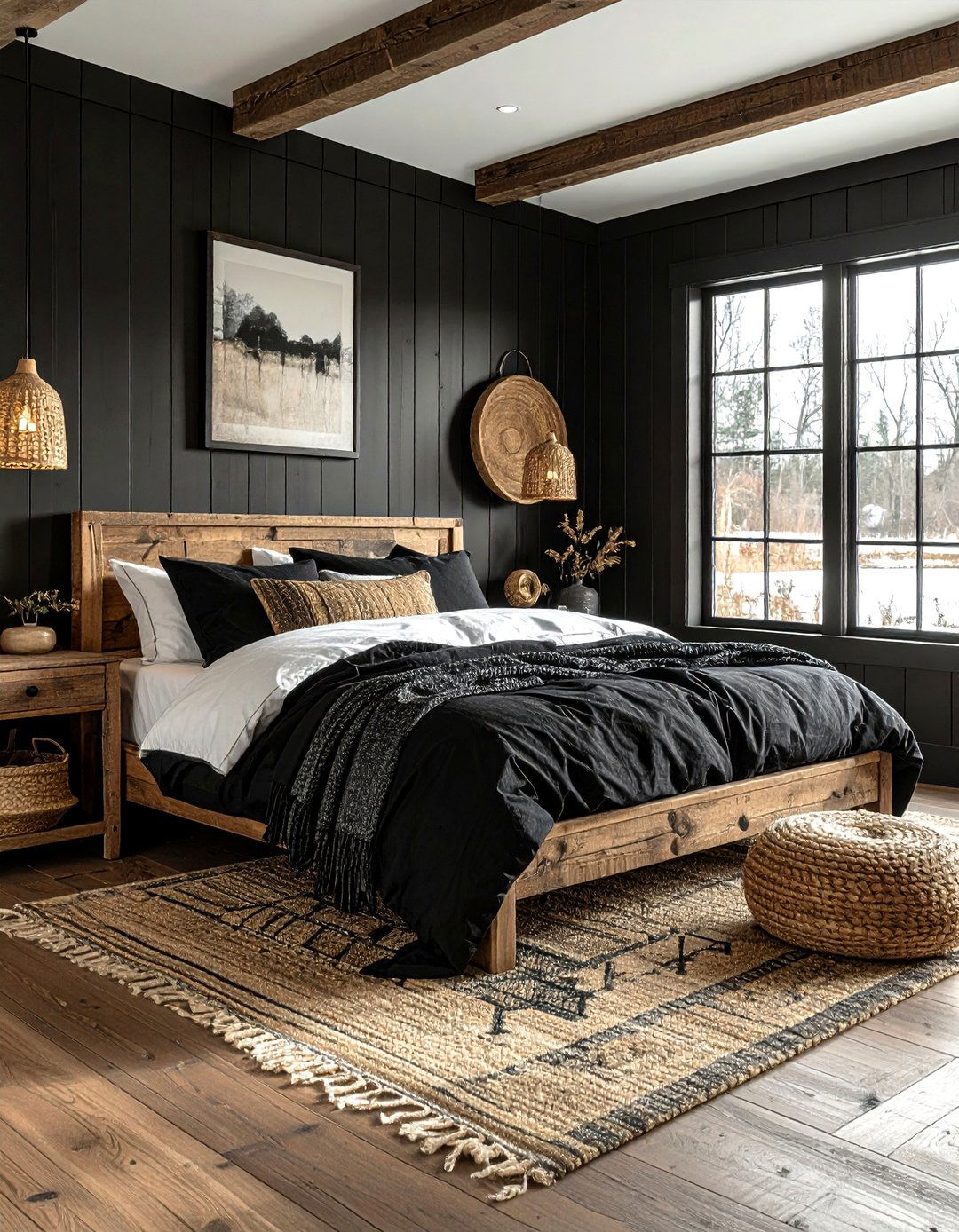 Black Farmhouse Bedroom - 30 modern black bedroom ideas