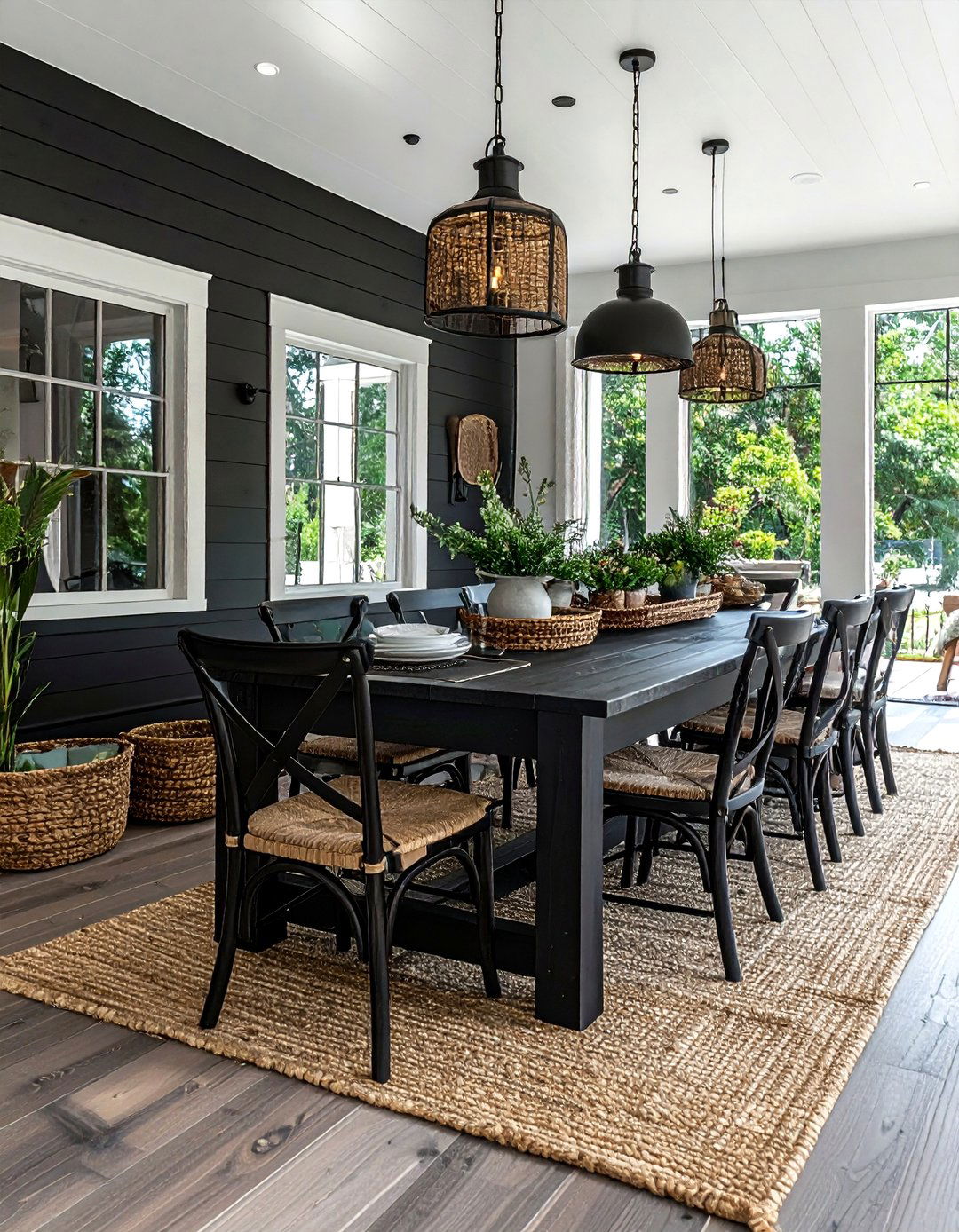 Black Farmhouse Dining Room - 30 black dining room ideas