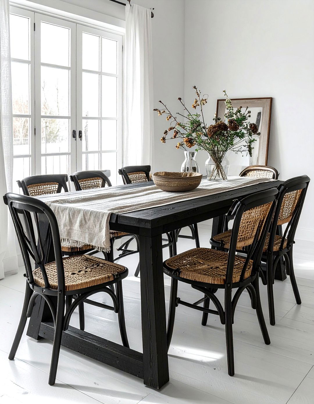 Black Farmhouse Dining Table - 30 black accent dining room ideas
