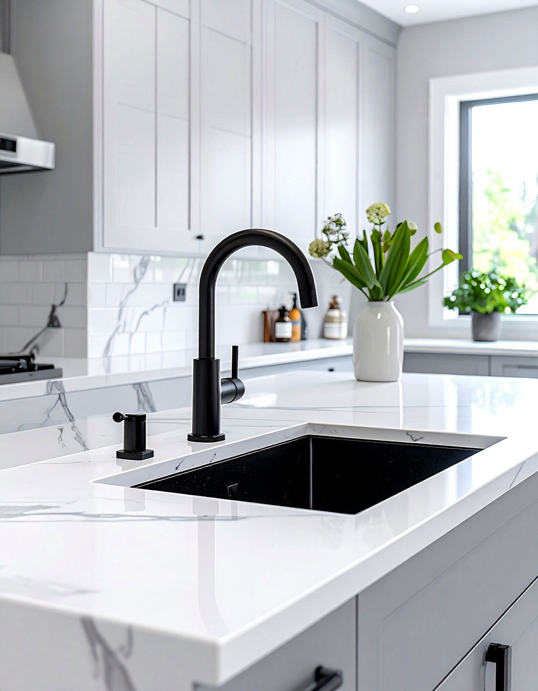 Black Faucet Quartz Countertop - 30 black kitchen faucet ideas