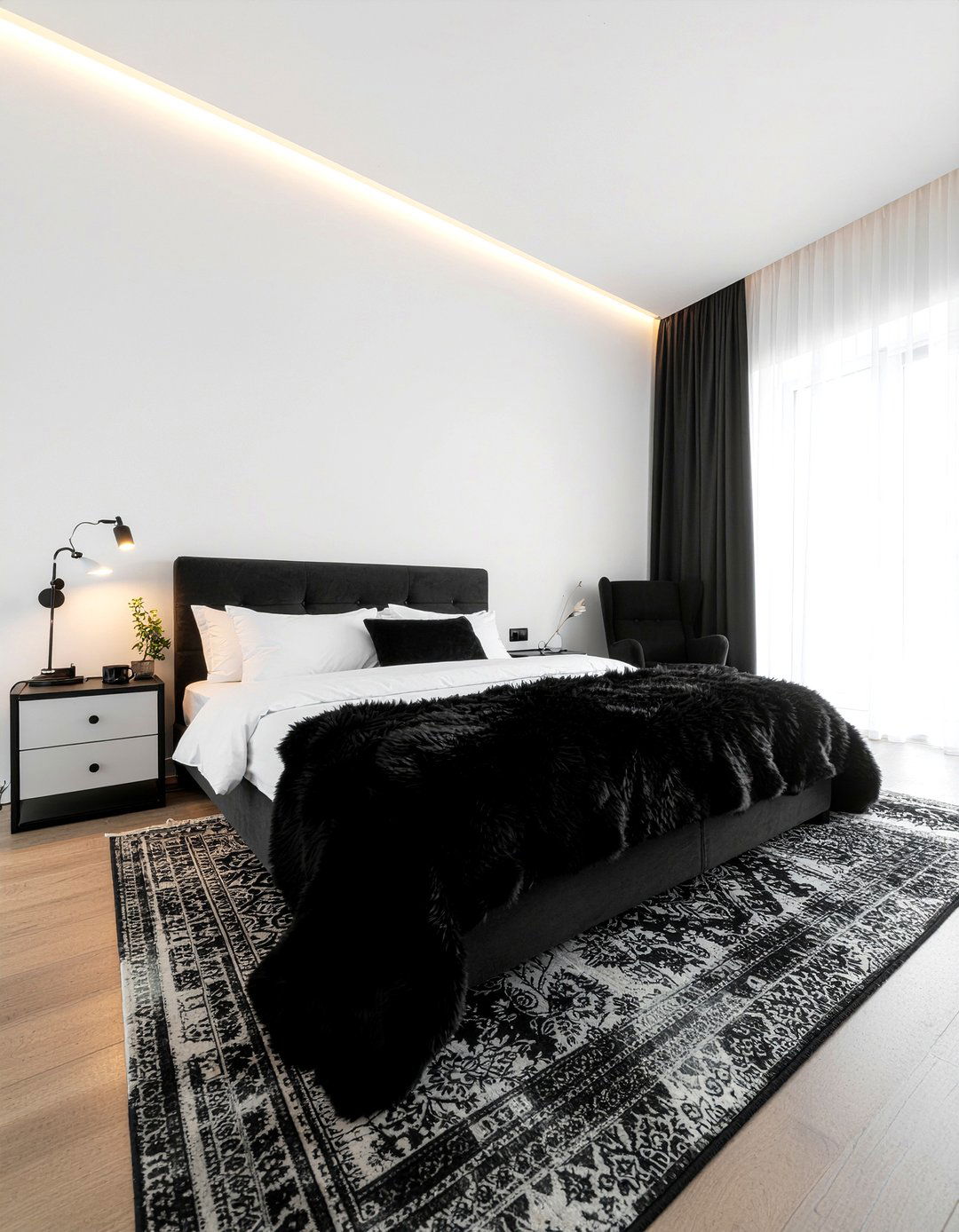 Black Faux Fur Bedroom Styling - 30 faux fur bedroom ideas