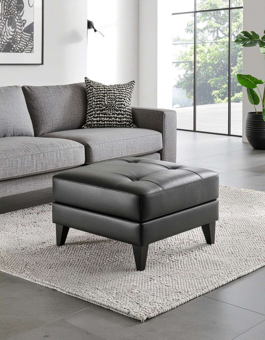 Black Faux Leather Storage Ottoman - 30 living room storage ottoman ideas
