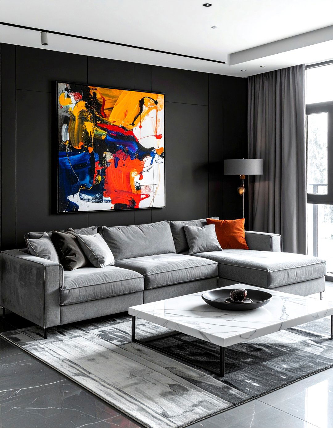 Black Feature Wall - 30 accent wall paint ideas