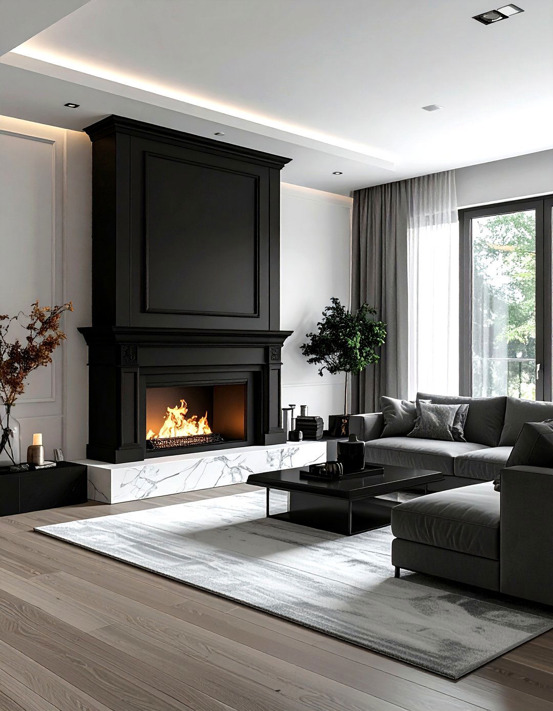 Black Fireplace Living Room - 30 living room black walls